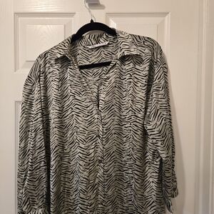 Zara Zebra Print Blouse - Black and White